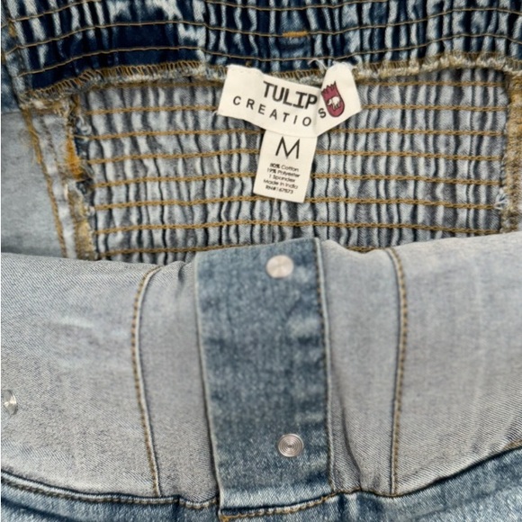 NWOT TULIP CREATIONS Denim Corset Bustier Strapless Crop Top Blue Size Medium - Picture 3 of 3